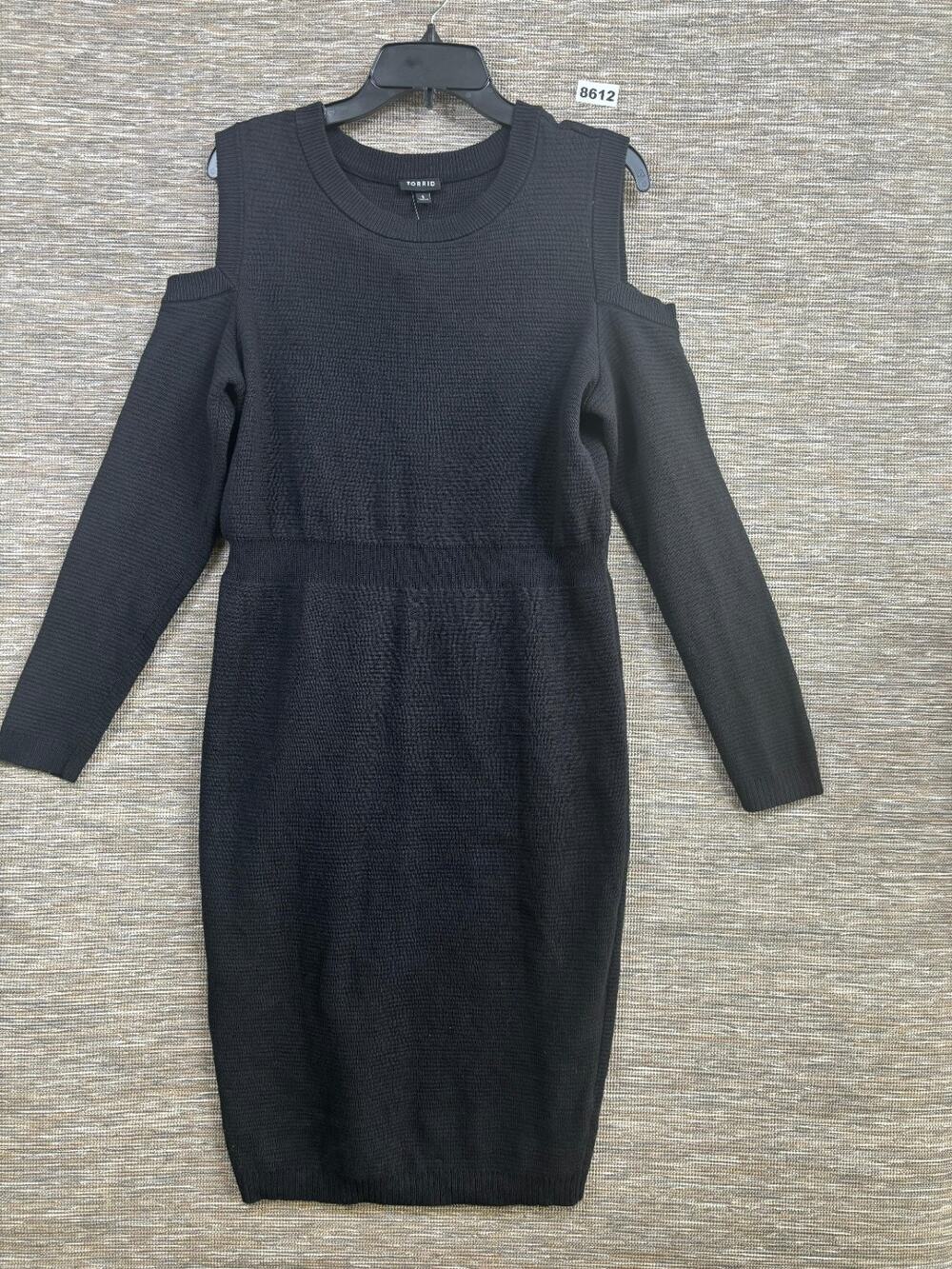 Torrid Ribbed Knit Cold Shoulder Sweater Dress Womens Size 1X Black Casual NEW